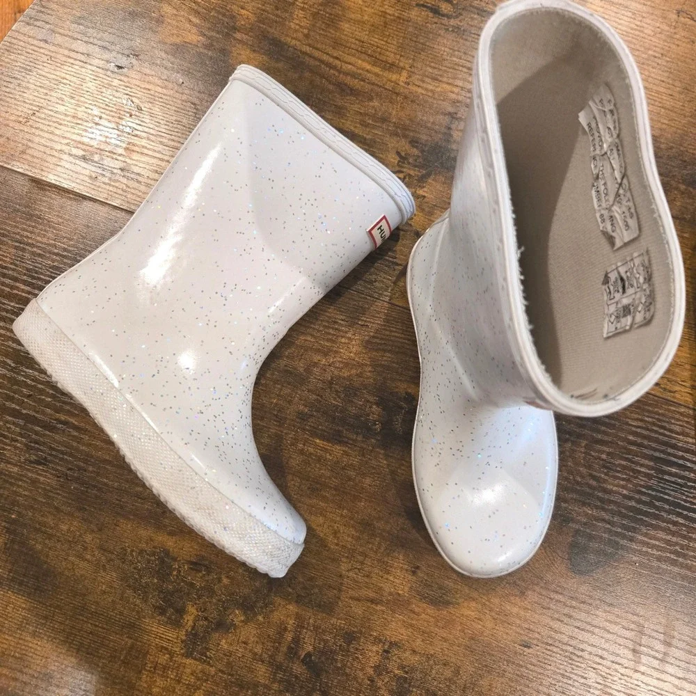 Hunter Kids First Classic Giant Glitter Rain Boots White US 12B KFT5076RG7